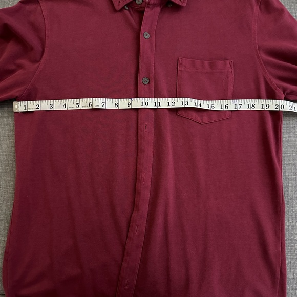 Mododoc Mens Classic-Fit  Red Long-Sleeve Button Casual Collar Shirt Size M - Picture 13 of 14